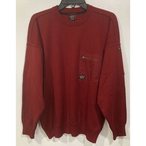 VTG Paul & Shark Yachting Red Pullover Sweater Wool Blend Medium Made in Italy